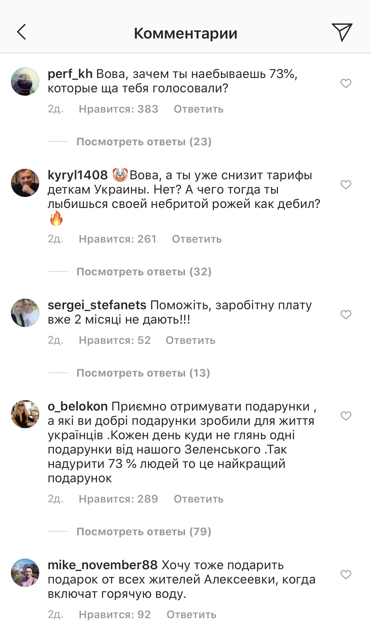 Українці масово пишуть гнівні коментарі під постами Зеленського. Фото