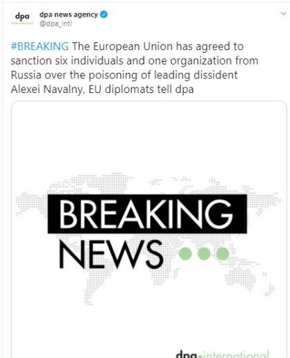 ЄС погодив санкції проти РФ через отруєння Навального