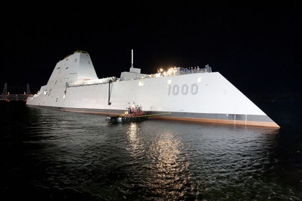 USS Zumwalt DDG 1000 at night default