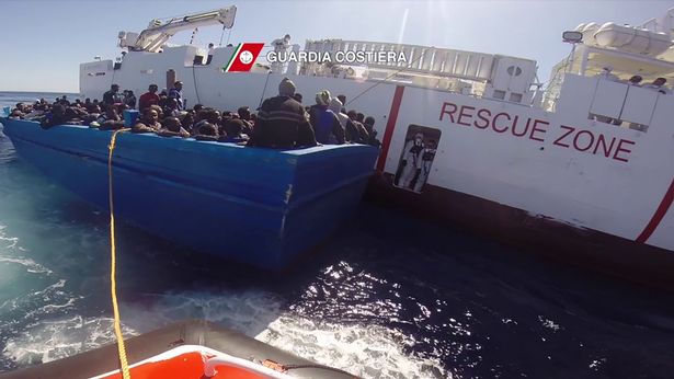 A rescue operation of migrants and refugees