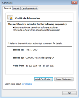kovter certificate