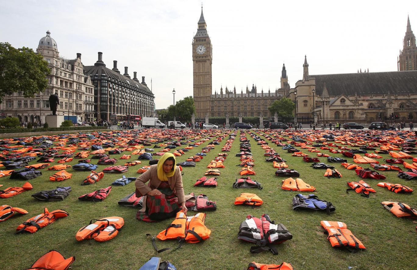 life jackets refugees parliament