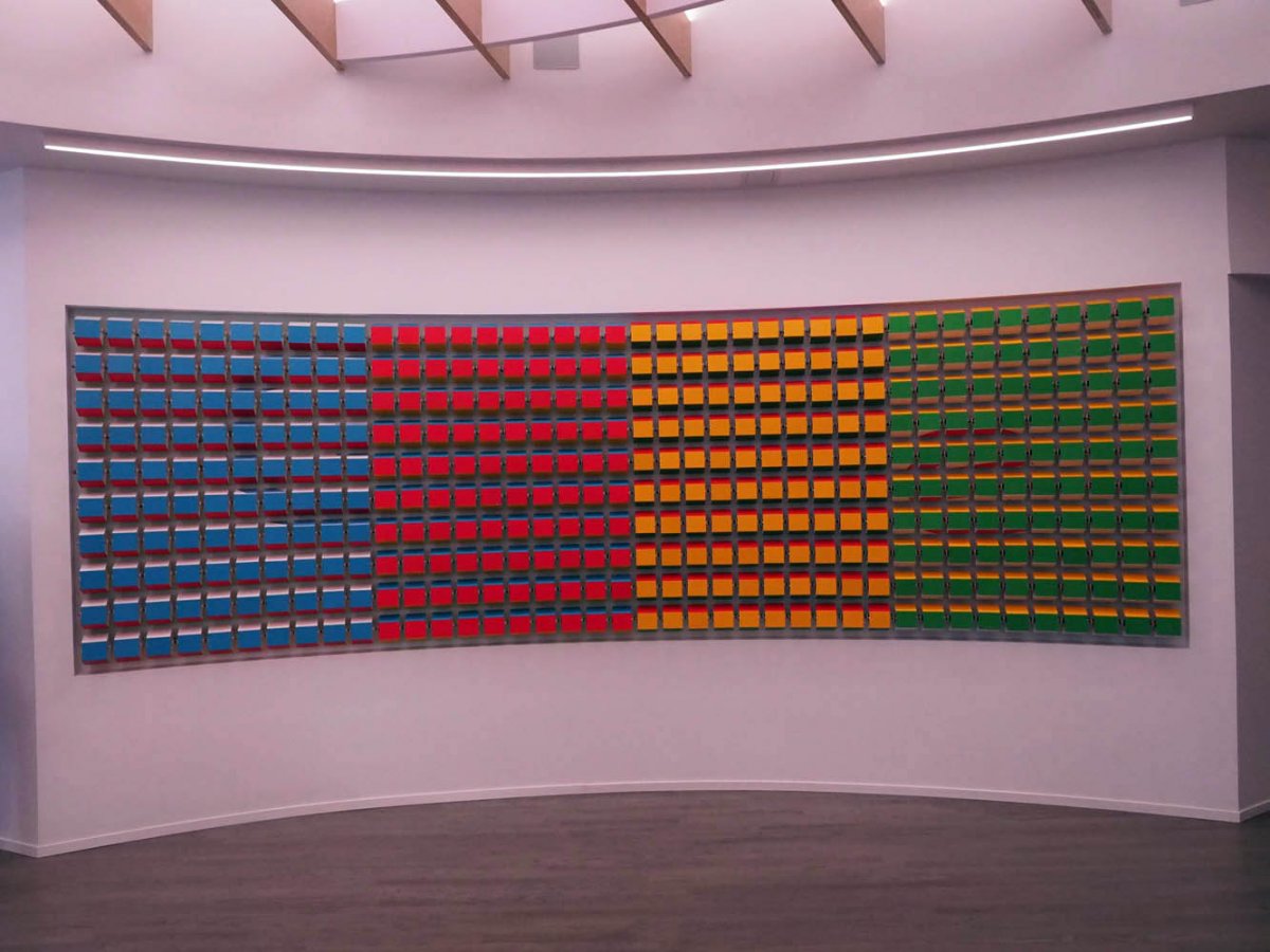 and this gigantic wall of colored blocks its design changes every now and again