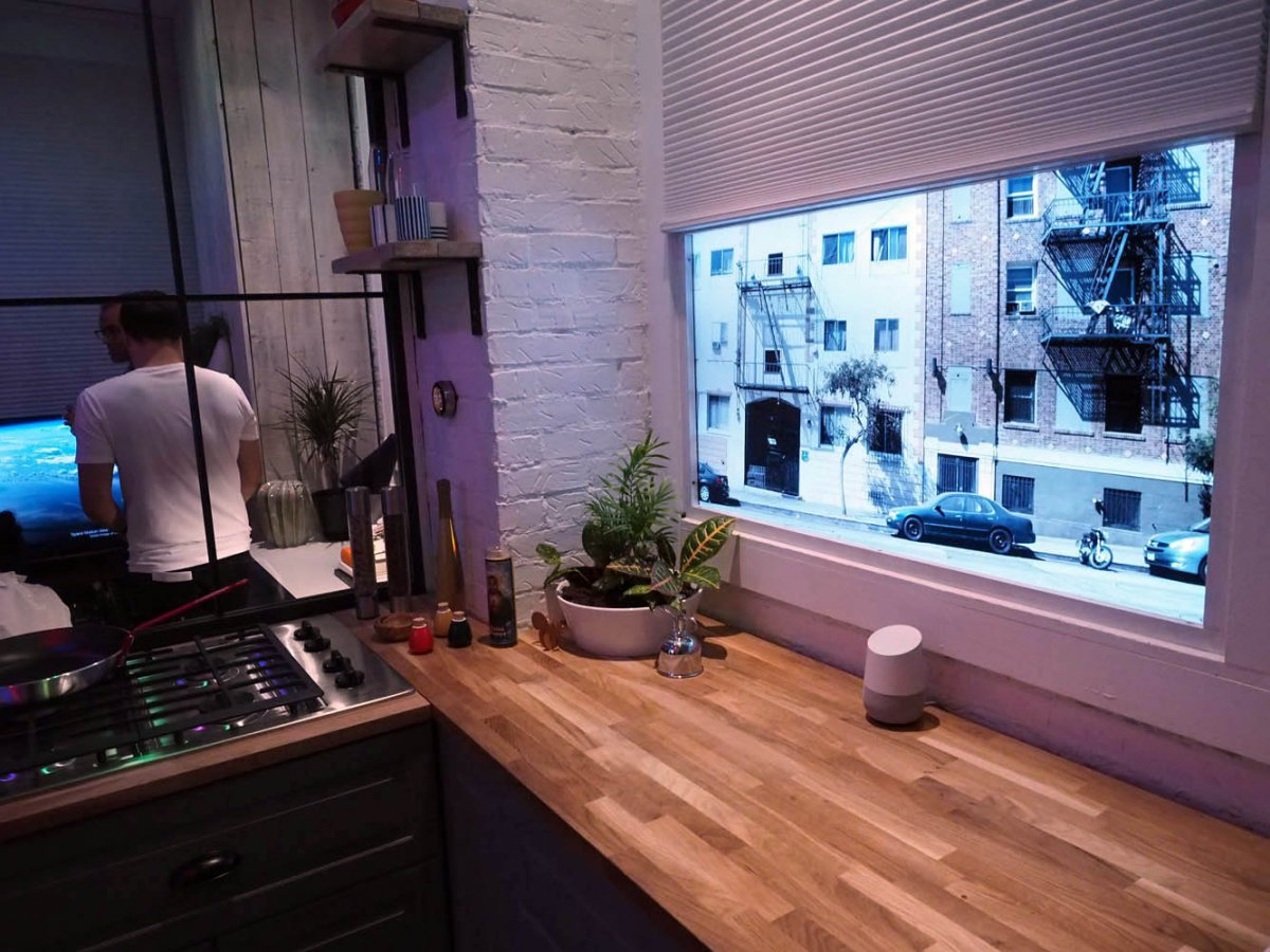 better yet there are two rooms a kitchen and a living room meant to exemplify the experience with google home