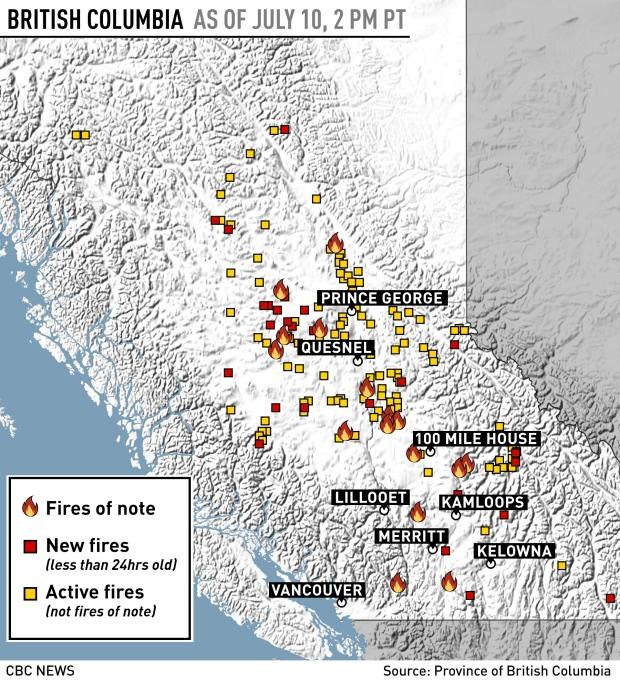 b c july 2017 wildfire map monday pm