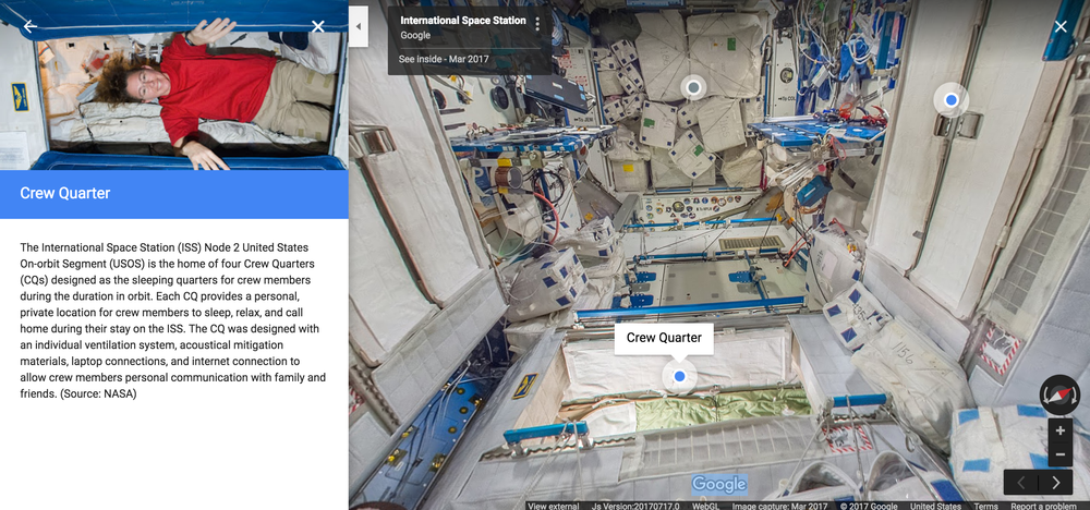 Функция Google Street View стала доступна на Международной космической станции