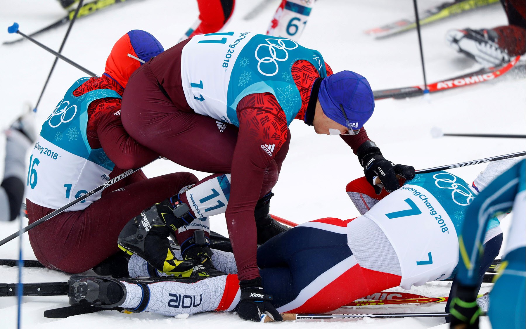 Соревнования по скиатлону на Олимпиаде-2018.